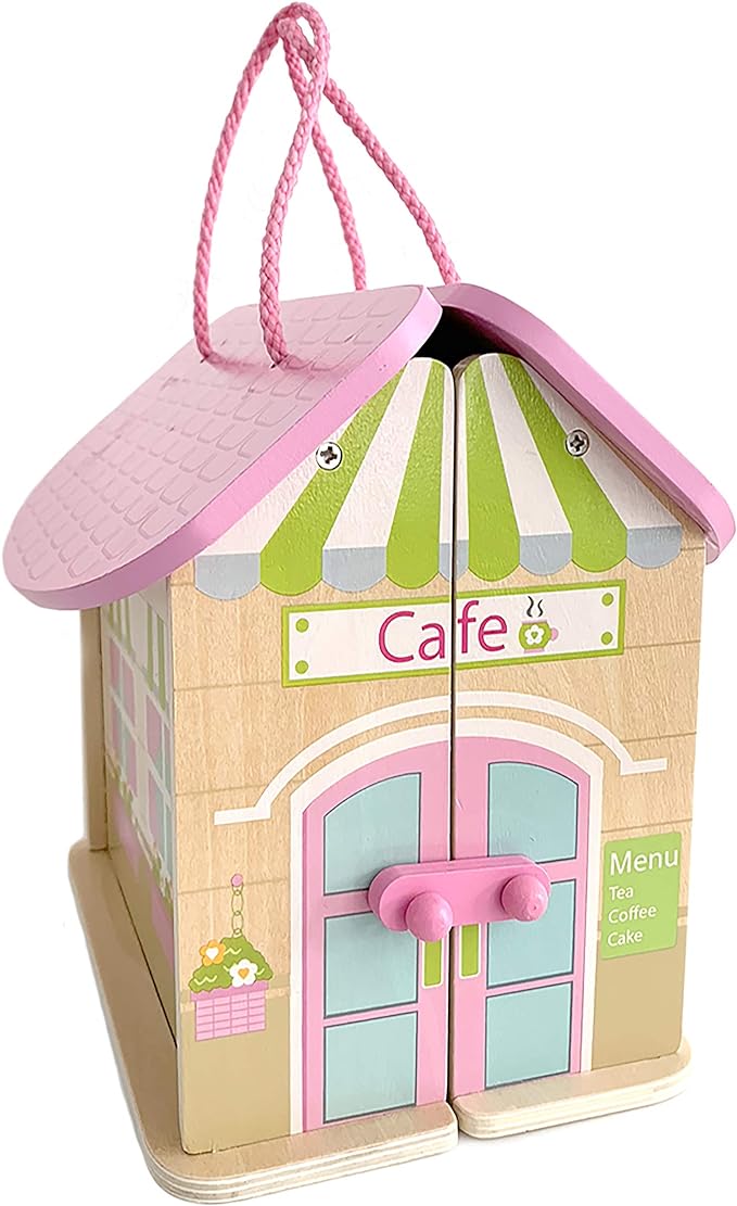 Casuta pentru papusi, Zola®, cafenea, 2 omuleti si accesorii, din lemn, 19x16x25.5 cm Casuta pentru papusi, Zola®, cafenea, 2 omuleti si accesorii, din lemn, 19x16x25.5 cm